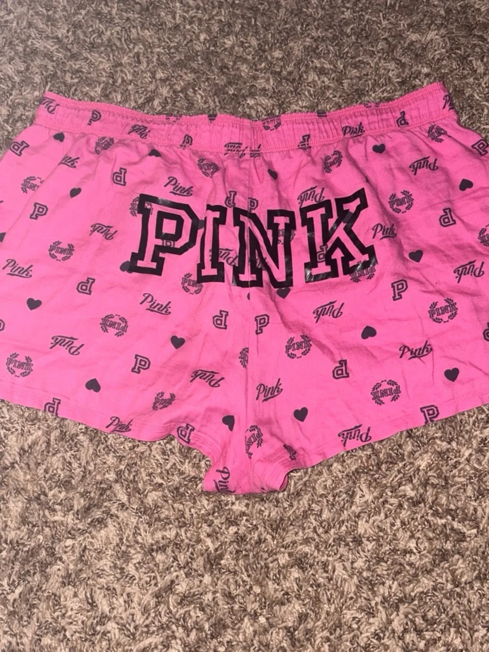 PINK Victoria's Secret Hot Pink Logo Cotton Lounge Shorts